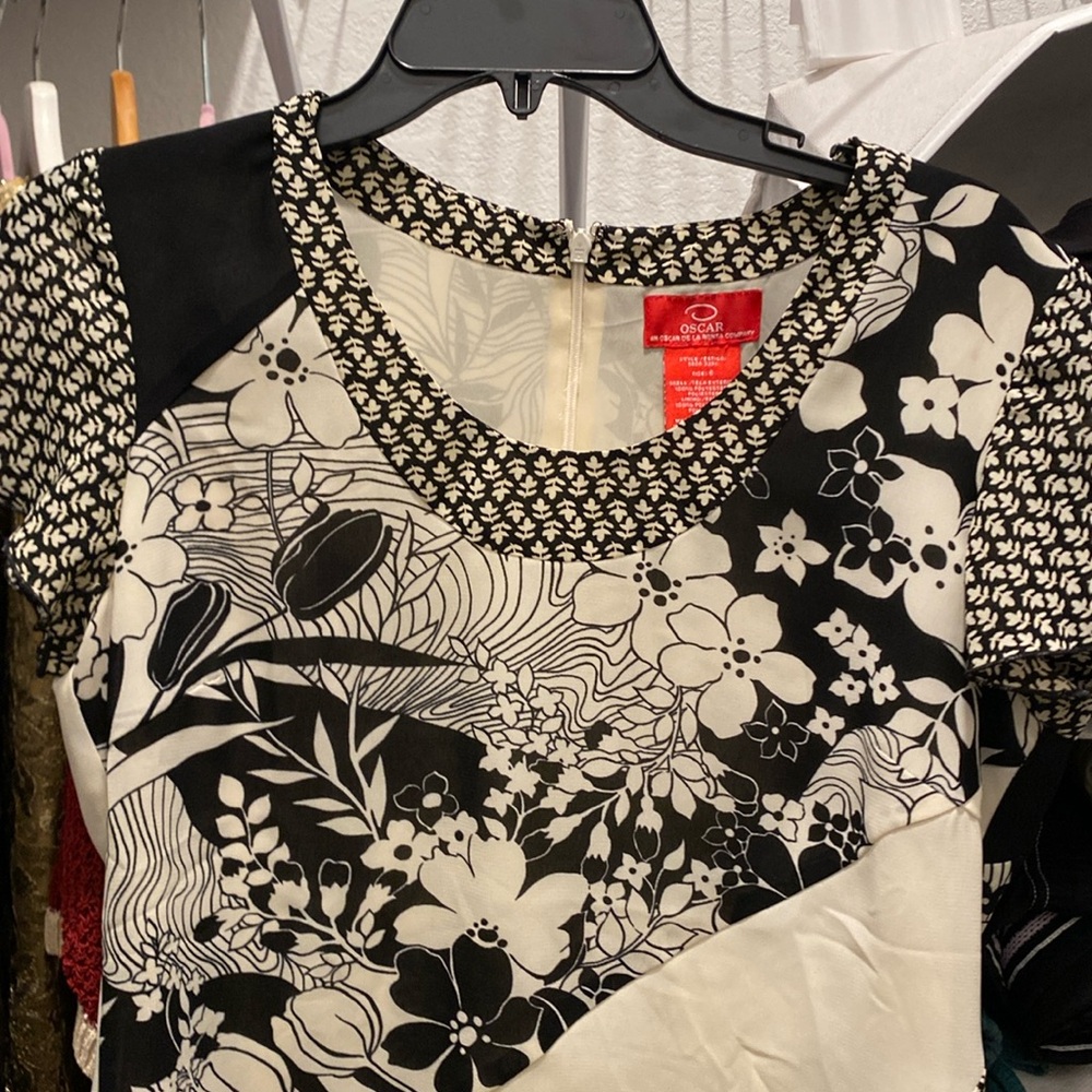 Oscar de la renta Business floral shirt black and white